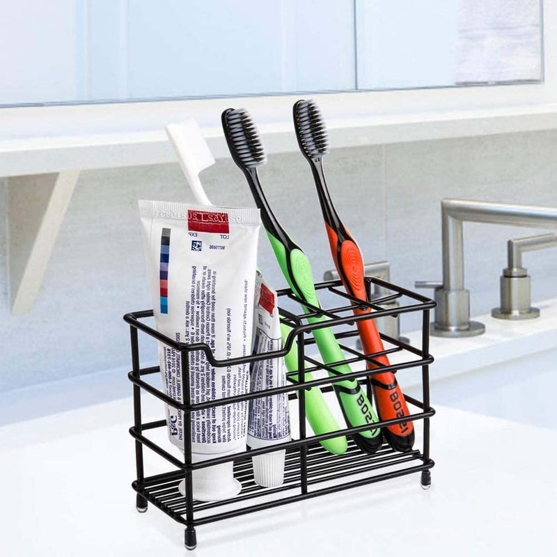 Wbbog Toothbrush Toothpaste Holder for Bathroom  Stainless Steel Bathrooms 7 Slot Black Toothbrush Holder - Image 5